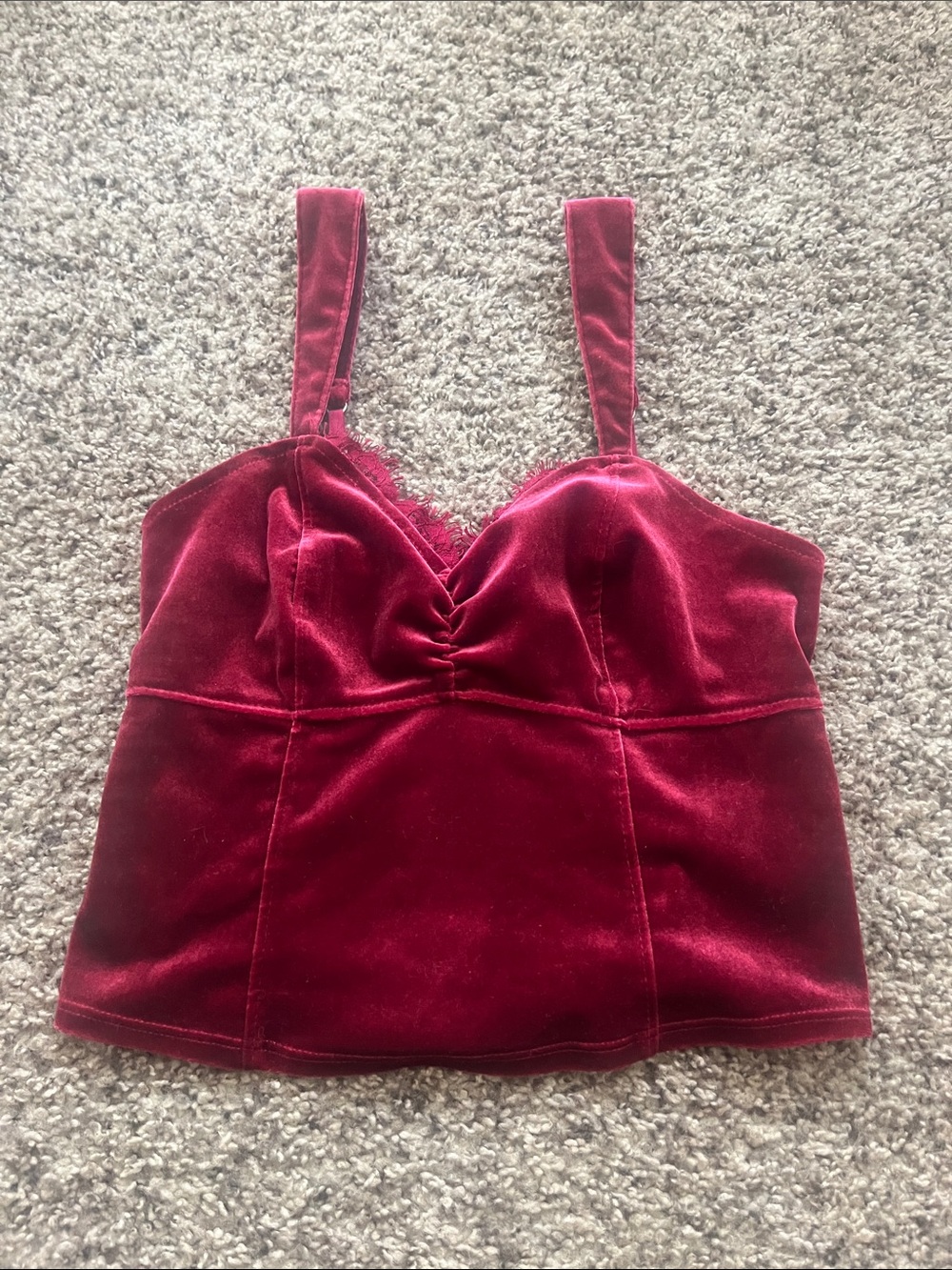 Abercrombie & Fitch Velvet Bustier Cami in Wine Red